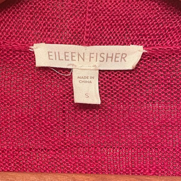 Eileen Fisher S Open Front Cardigan | 100% Linen, Red Pink Knit, Minimalist NWOT - Picture 4 of 5